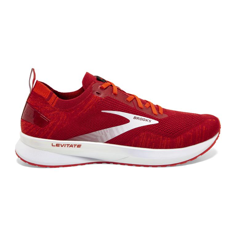 Brooks Levitate 4 Men's Road Running Shoes - Red/Cherry Tomato/White (37416-FJHV)